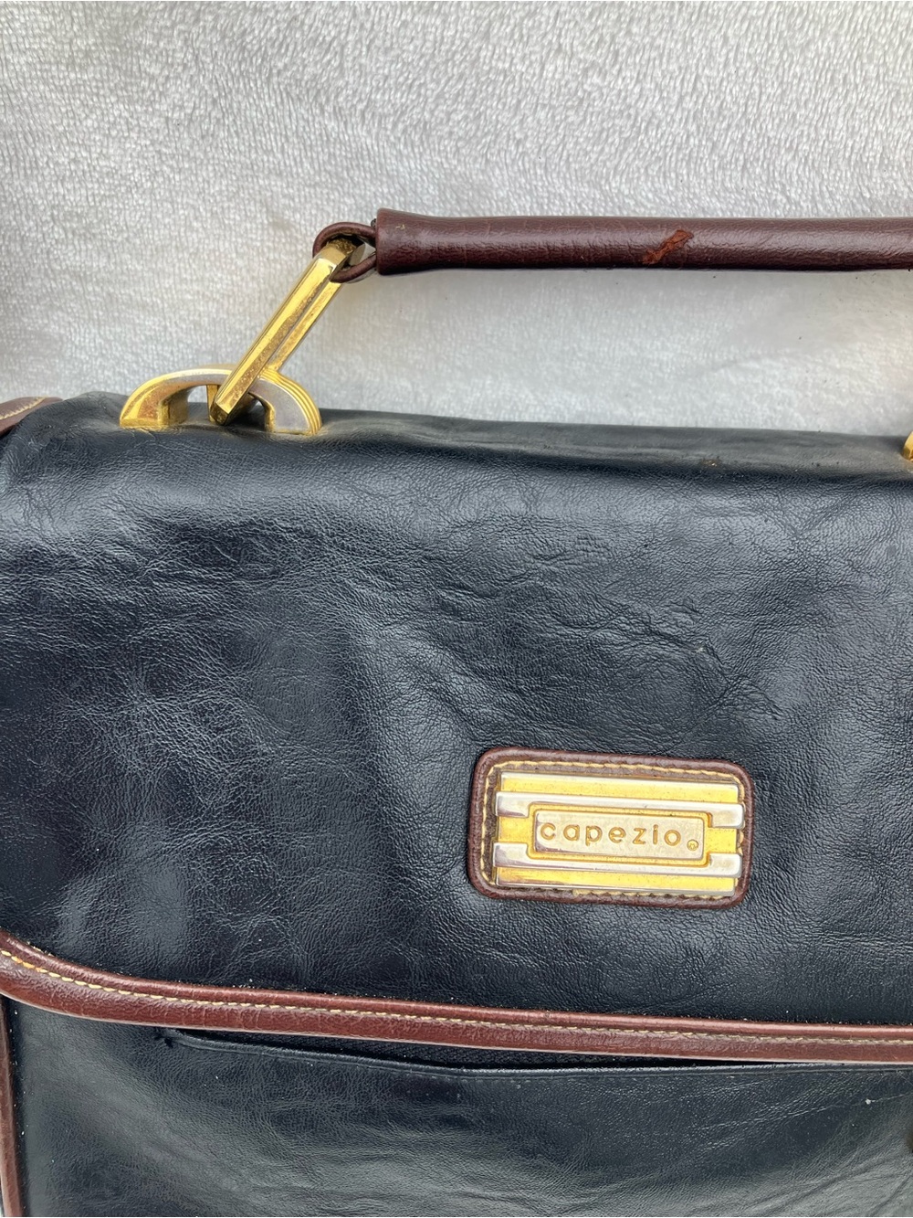 Capezio Black Briefcase with Brown Trim and Gold Hardware